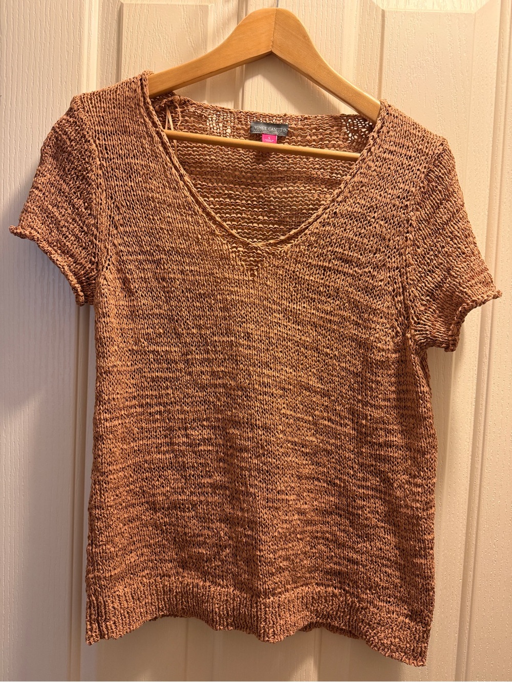 V-Neck Knit Top in Brown
